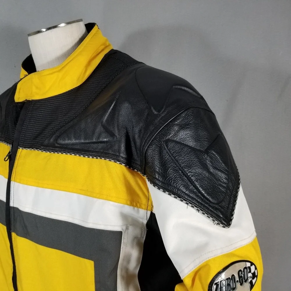 Zero-60 Flash Yellow/Black Textile/Leather Motorcycle Jacket Men's Sizes MD - XL